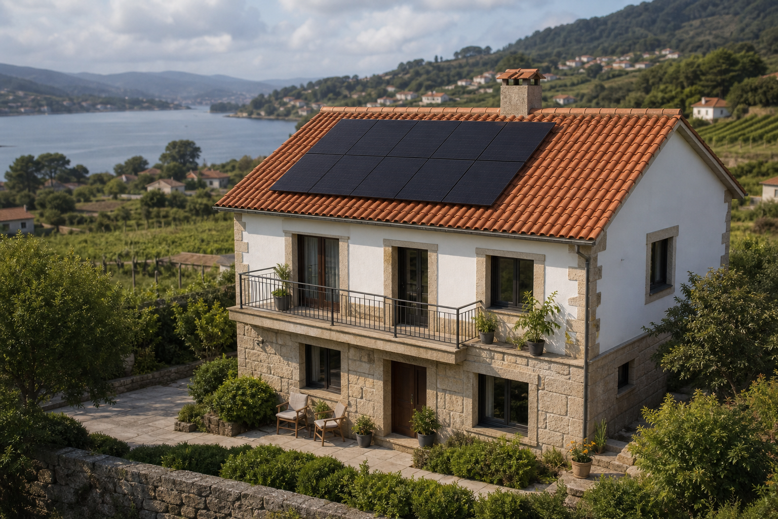 Vivienda en Galicia con paneles solares